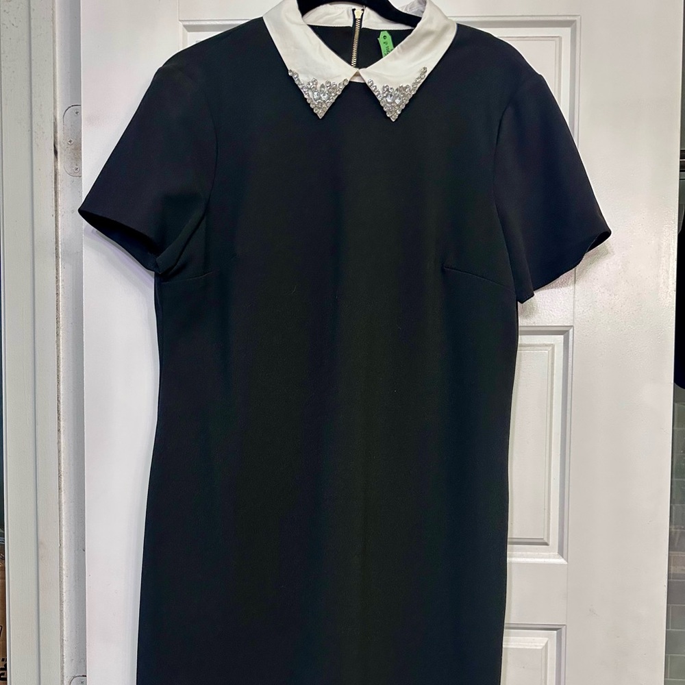 Tommy Hilfiger Black Midi Dress with White Embellished Collar